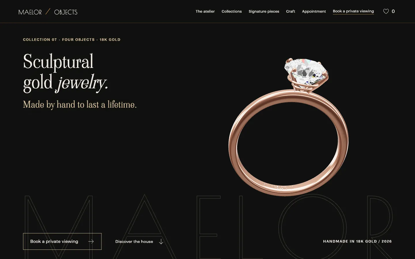 MAELOR / OBJECTS website overview