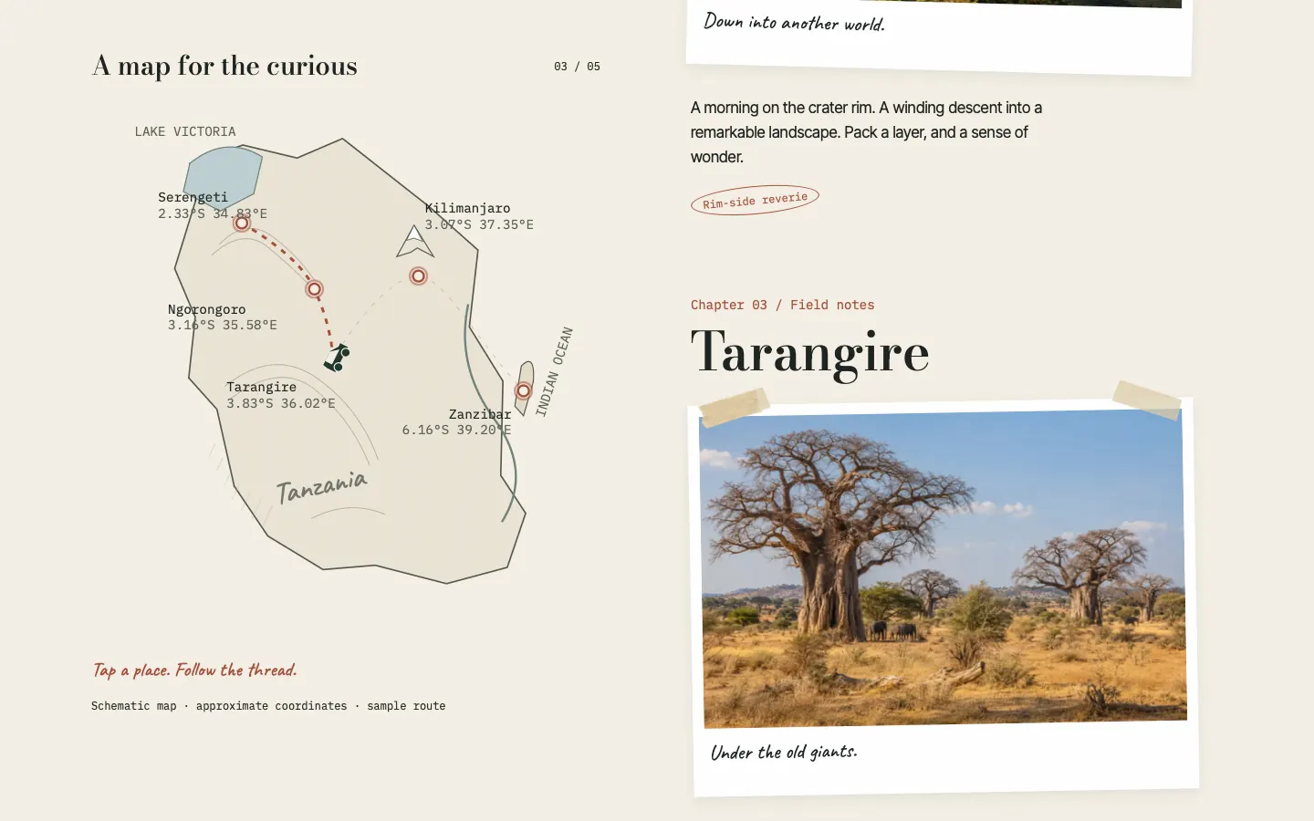 WILD COAST JOURNEYS website overview